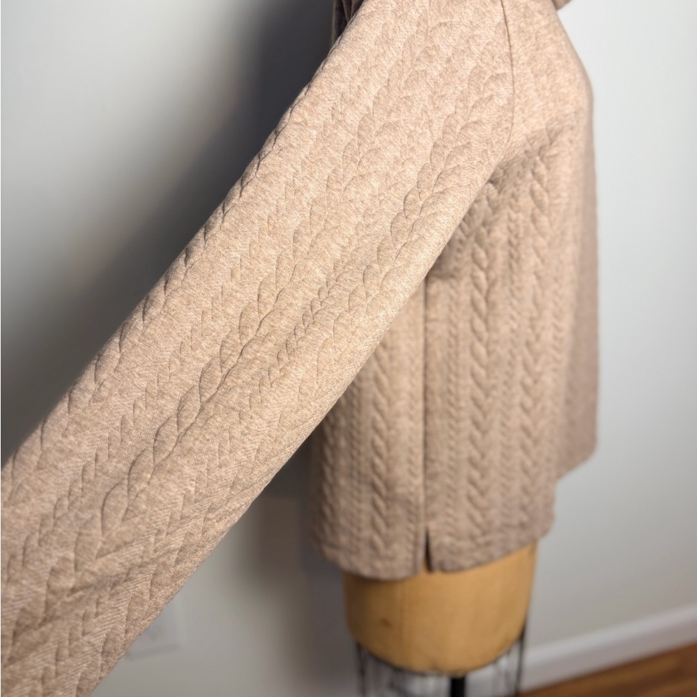J. Crew tan women’s pullover cowl neck cable knit design large - Picture 4 of 8